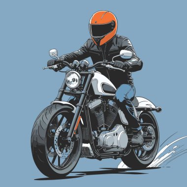 Modaya uygun ve modern görünümlü bir motosiklet motosiklet vektör çizimi, kesin detaylar ve güçlü görsel karakterin birleşimi.