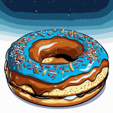 Temiz ve çekici bir çörek vektör çizimi, mükemmel yuvarlak bir çörek, ortasında bir delik ve ağız sulandırıcı bir görünüm var..