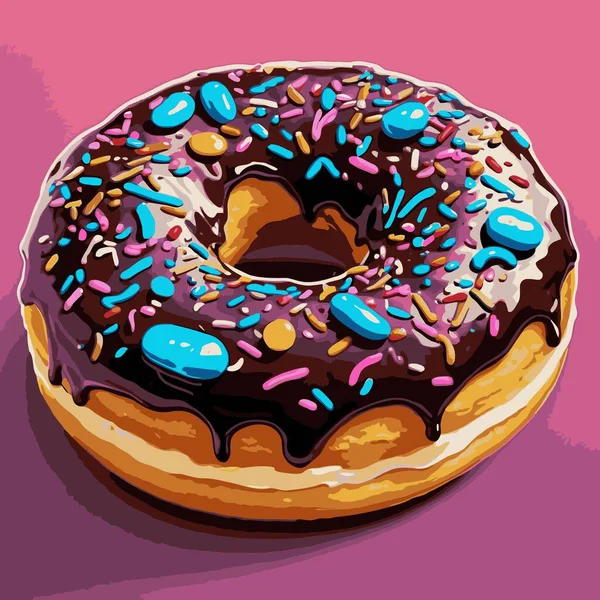 Temiz ve çekici bir çörek vektör çizimi, mükemmel yuvarlak bir çörek, ortasında bir delik ve ağız sulandırıcı bir görünüm var..