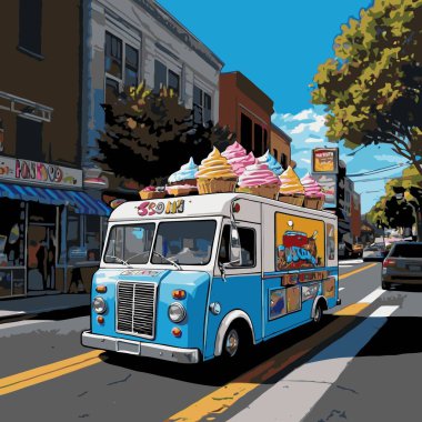 Portakal aromalı dondurma çizimi vektör sanatıyla dondurmayı taze, parlak ve iştah açıcı bir şekilde gösteriyor..