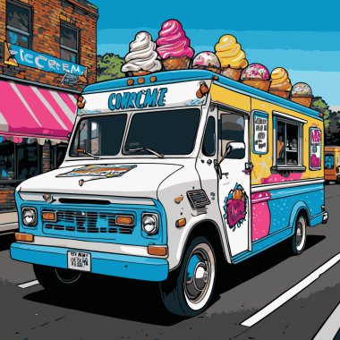 Portakal aromalı dondurma çizimi vektör sanatıyla dondurmayı taze, parlak ve iştah açıcı bir şekilde gösteriyor..