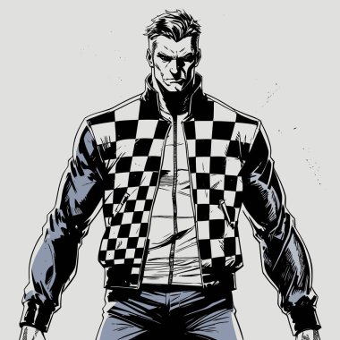 Modern tasarım ve gerçekçi oranlarda erkek ceketi içeren erkek ceketi vektör çizimi..