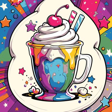 Milkshake vektör sanatı tasviri taze, çekici ve iştah açıcı görünümlü bir milkshake içeceği gösteriyor..