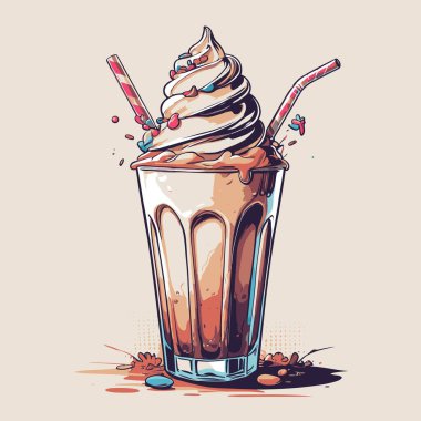 Milkshake vektör sanatı tasviri taze, çekici ve iştah açıcı görünümlü bir milkshake içeceği gösteriyor..