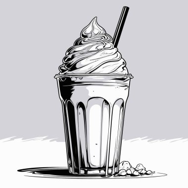 Milkshake vektör sanatı tasviri taze, çekici ve iştah açıcı görünümlü bir milkshake içeceği gösteriyor..