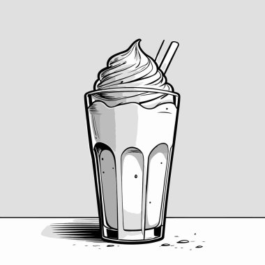 Milkshake vektör sanatı tasviri taze, çekici ve iştah açıcı görünümlü bir milkshake içeceği gösteriyor..