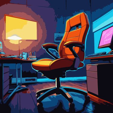 Ofis koltuğu vektör çizimi ergonomik, modern ve profesyonel tasarım içeren bir ofis sandalyesi.