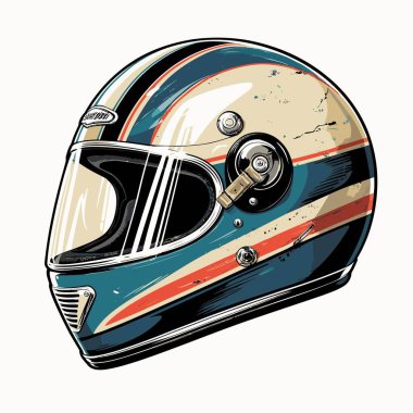 Güçlü bir görsel karaktere sahip cesur ve modern bir tasarıma sahip eşsiz ve havalı bir motosiklet kaskı tasviri.