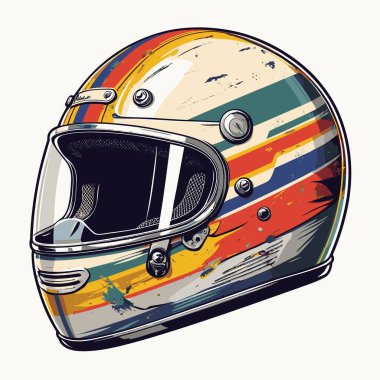 Güçlü bir görsel karaktere sahip cesur ve modern bir tasarıma sahip eşsiz ve havalı bir motosiklet kaskı tasviri.