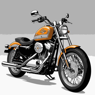 Cesur, şık bir motosiklet tasarımı içeren eşsiz ve havalı bir motosiklet vektör sanatı çizimi güçlü oranlarda ve keskin detaylarla