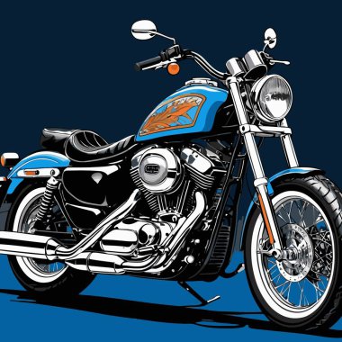 Cesur, şık bir motosiklet tasarımı içeren eşsiz ve havalı bir motosiklet vektör sanatı çizimi güçlü oranlarda ve keskin detaylarla