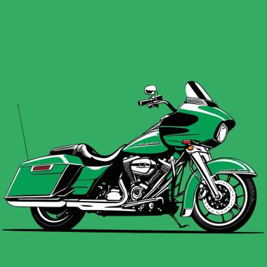 Cesur, şık bir motosiklet tasarımı içeren eşsiz ve havalı bir motosiklet vektör sanatı çizimi güçlü oranlarda ve keskin detaylarla