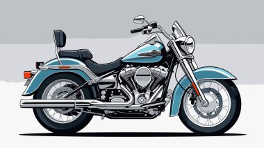 Cesur, şık bir motosiklet tasarımı içeren eşsiz ve havalı bir motosiklet vektör sanatı çizimi güçlü oranlarda ve keskin detaylarla