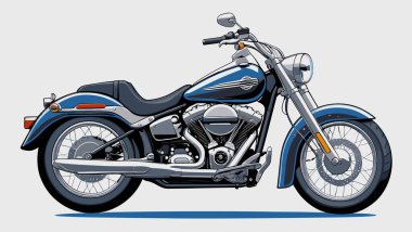 Cesur, şık bir motosiklet tasarımı içeren eşsiz ve havalı bir motosiklet vektör sanatı çizimi güçlü oranlarda ve keskin detaylarla