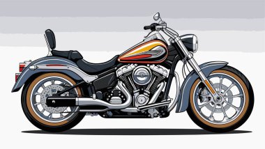 Cesur, şık bir motosiklet tasarımı içeren eşsiz ve havalı bir motosiklet vektör sanatı çizimi güçlü oranlarda ve keskin detaylarla