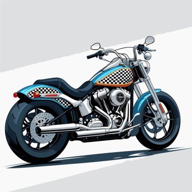 Cesur, şık bir motosiklet tasarımı içeren eşsiz ve havalı bir motosiklet vektör sanatı çizimi güçlü oranlarda ve keskin detaylarla