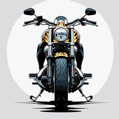 Cesur, şık bir motosiklet tasarımı içeren eşsiz ve havalı bir motosiklet vektör sanatı çizimi güçlü oranlarda ve keskin detaylarla