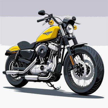 Cesur, şık bir motosiklet tasarımı içeren eşsiz ve havalı bir motosiklet vektör sanatı çizimi güçlü oranlarda ve keskin detaylarla