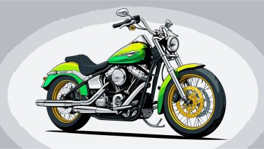 Cesur, şık bir motosiklet tasarımı içeren eşsiz ve havalı bir motosiklet vektör sanatı çizimi güçlü oranlarda ve keskin detaylarla