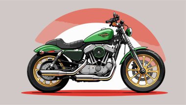 Cesur, şık bir motosiklet tasarımı içeren eşsiz ve havalı bir motosiklet vektör sanatı çizimi güçlü oranlarda ve keskin detaylarla