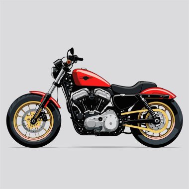 Cesur, şık bir motosiklet tasarımı içeren eşsiz ve havalı bir motosiklet vektör sanatı çizimi güçlü oranlarda ve keskin detaylarla