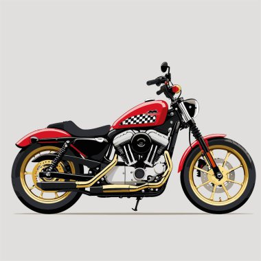 Cesur, şık bir motosiklet tasarımı içeren eşsiz ve havalı bir motosiklet vektör sanatı çizimi güçlü oranlarda ve keskin detaylarla