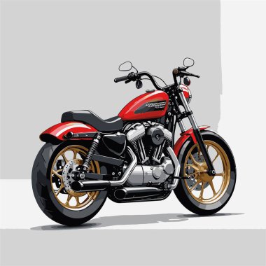 Cesur, şık bir motosiklet tasarımı içeren eşsiz ve havalı bir motosiklet vektör sanatı çizimi güçlü oranlarda ve keskin detaylarla