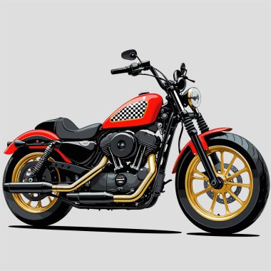 Cesur, şık bir motosiklet tasarımı içeren eşsiz ve havalı bir motosiklet vektör sanatı çizimi güçlü oranlarda ve keskin detaylarla