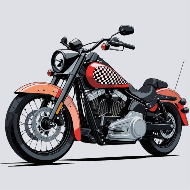 Cesur, şık bir motosiklet tasarımı içeren eşsiz ve havalı bir motosiklet vektör sanatı çizimi güçlü oranlarda ve keskin detaylarla