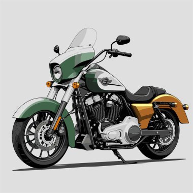 Cesur, şık bir motosiklet tasarımı içeren eşsiz ve havalı bir motosiklet vektör sanatı çizimi güçlü oranlarda ve keskin detaylarla