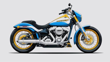 Cesur, şık bir motosiklet tasarımı içeren eşsiz ve havalı bir motosiklet vektör sanatı çizimi güçlü oranlarda ve keskin detaylarla