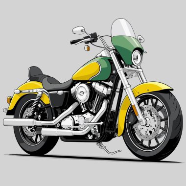 Cesur, şık bir motosiklet tasarımı içeren eşsiz ve havalı bir motosiklet vektör sanatı çizimi güçlü oranlarda ve keskin detaylarla