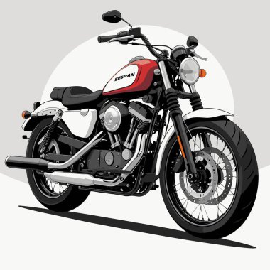 Cesur, şık bir motosiklet tasarımı içeren eşsiz ve havalı bir motosiklet vektör sanatı çizimi güçlü oranlarda ve keskin detaylarla