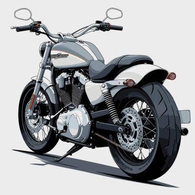Cesur, şık bir motosiklet tasarımı içeren eşsiz ve havalı bir motosiklet vektör sanatı çizimi güçlü oranlarda ve keskin detaylarla