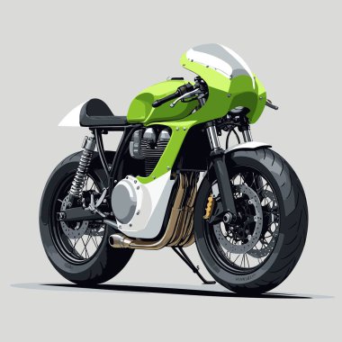 Cesur, şık bir motosiklet tasarımı içeren eşsiz ve havalı bir motosiklet vektör sanatı çizimi güçlü oranlarda ve keskin detaylarla