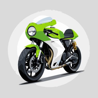 Cesur, şık bir motosiklet tasarımı içeren eşsiz ve havalı bir motosiklet vektör sanatı çizimi güçlü oranlarda ve keskin detaylarla