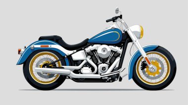 Cesur, şık bir motosiklet tasarımı içeren eşsiz ve havalı bir motosiklet vektör sanatı çizimi güçlü oranlarda ve keskin detaylarla