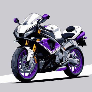 Cesur, şık bir motosiklet tasarımı içeren eşsiz ve havalı bir motosiklet vektör sanatı çizimi güçlü oranlarda ve keskin detaylarla