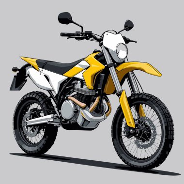 Cesur, şık bir motosiklet tasarımı içeren eşsiz ve havalı bir motosiklet vektör sanatı çizimi güçlü oranlarda ve keskin detaylarla