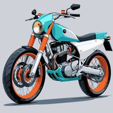 Cesur, şık bir motosiklet tasarımı içeren eşsiz ve havalı bir motosiklet vektör sanatı çizimi güçlü oranlarda ve keskin detaylarla