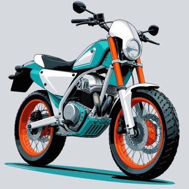 Cesur, şık bir motosiklet tasarımı içeren eşsiz ve havalı bir motosiklet vektör sanatı çizimi güçlü oranlarda ve keskin detaylarla