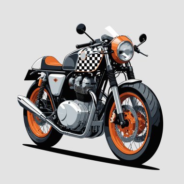 Cesur, şık bir motosiklet tasarımı içeren eşsiz ve havalı bir motosiklet vektör sanatı çizimi güçlü oranlarda ve keskin detaylarla
