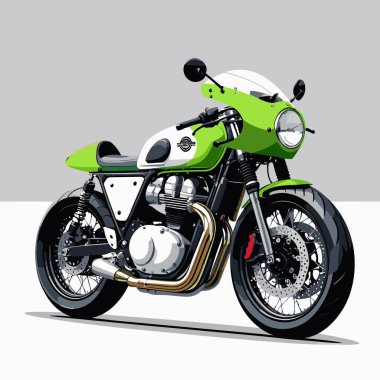 Cesur, şık bir motosiklet tasarımı içeren eşsiz ve havalı bir motosiklet vektör sanatı çizimi güçlü oranlarda ve keskin detaylarla