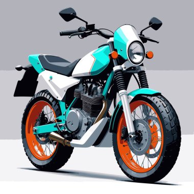 Cesur, şık bir motosiklet tasarımı içeren eşsiz ve havalı bir motosiklet vektör sanatı çizimi güçlü oranlarda ve keskin detaylarla