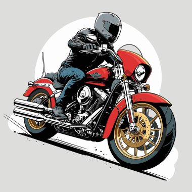 Cesur, şık bir motosiklet tasarımı içeren eşsiz ve havalı bir motosiklet vektör sanatı çizimi güçlü oranlarda ve keskin detaylarla