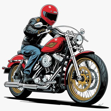 Cesur, şık bir motosiklet tasarımı içeren eşsiz ve havalı bir motosiklet vektör sanatı çizimi güçlü oranlarda ve keskin detaylarla