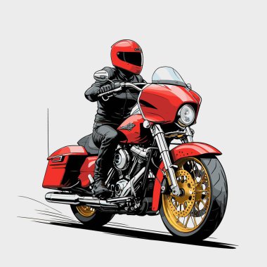 Cesur, şık bir motosiklet tasarımı içeren eşsiz ve havalı bir motosiklet vektör sanatı çizimi güçlü oranlarda ve keskin detaylarla