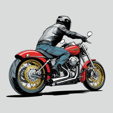 Cesur, şık bir motosiklet tasarımı içeren eşsiz ve havalı bir motosiklet vektör sanatı çizimi güçlü oranlarda ve keskin detaylarla