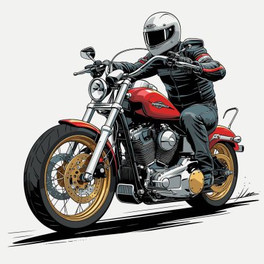 Cesur, şık bir motosiklet tasarımı içeren eşsiz ve havalı bir motosiklet vektör sanatı çizimi güçlü oranlarda ve keskin detaylarla