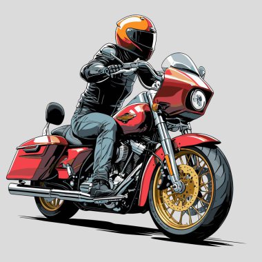 Cesur, şık bir motosiklet tasarımı içeren eşsiz ve havalı bir motosiklet vektör sanatı çizimi güçlü oranlarda ve keskin detaylarla